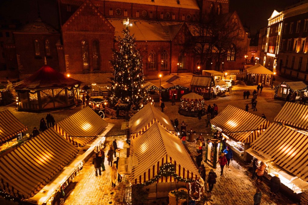 Snowy Christmas Market scene